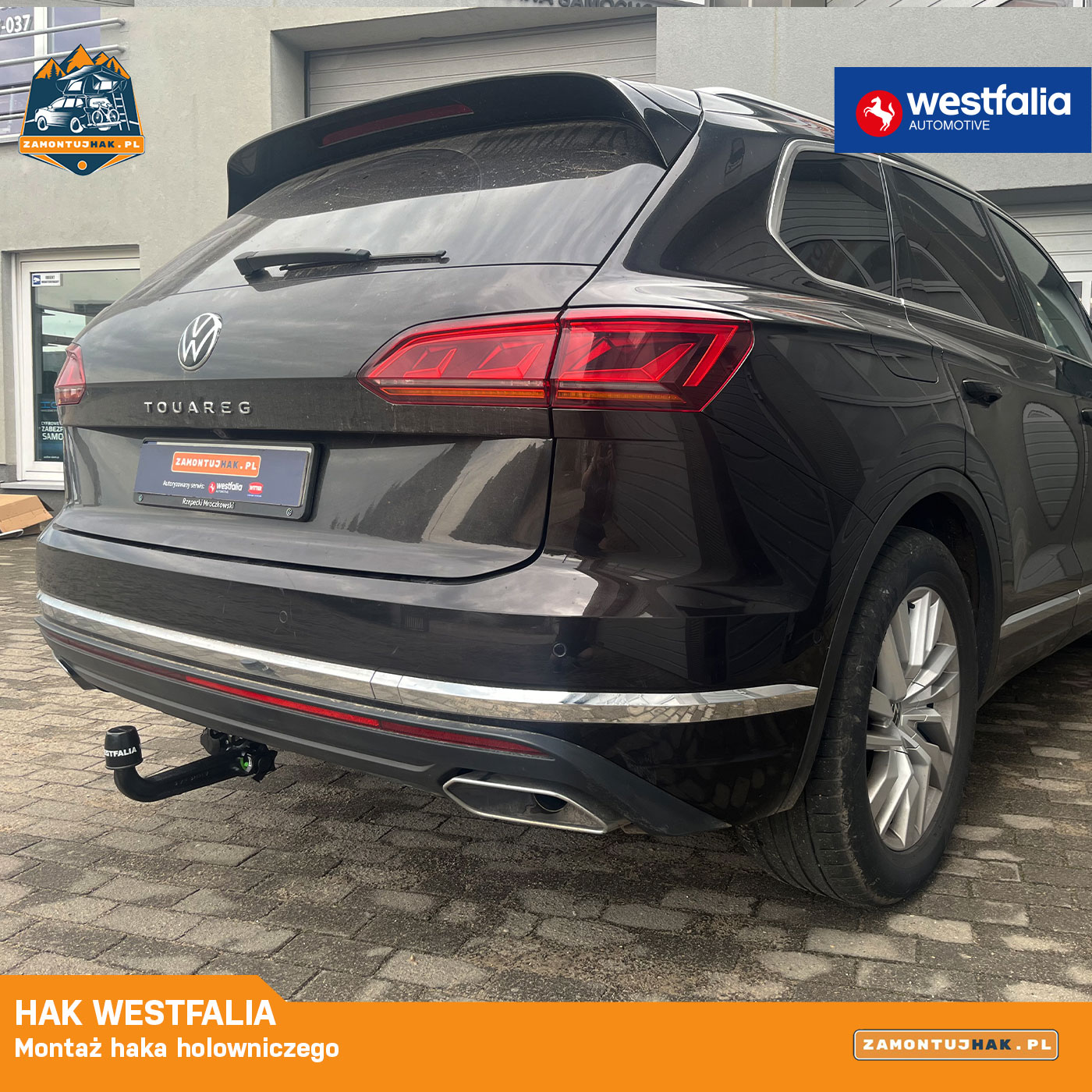 Volkswagen Touareg z zamontowanym hakiem Westfalia widok z boku